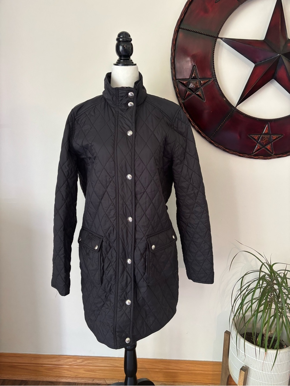 Lauren Ralph Lauren Classic Minimalist Black Quilted Long Puffer Coat Sz Lg